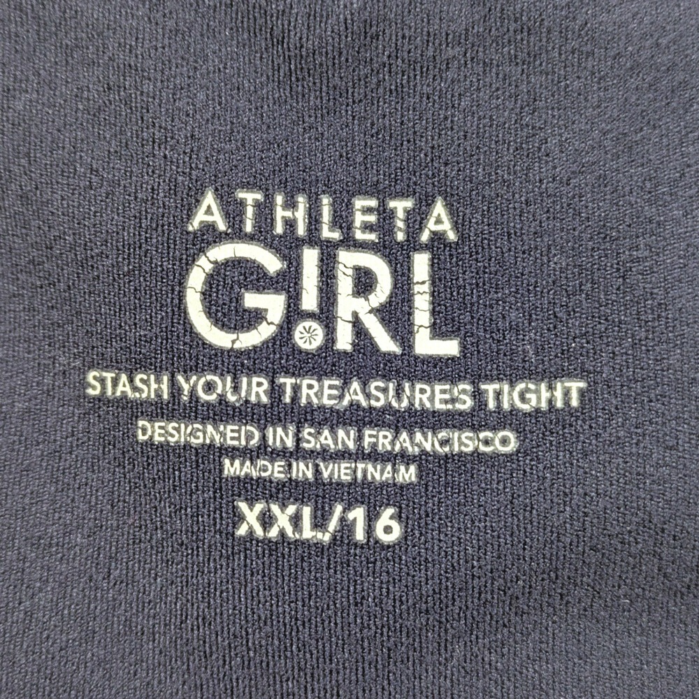Athleta Girl Stash Your Treasures Tight Navy Leggings Kids XXL 16 Side Pockets - Picture 8 of 8